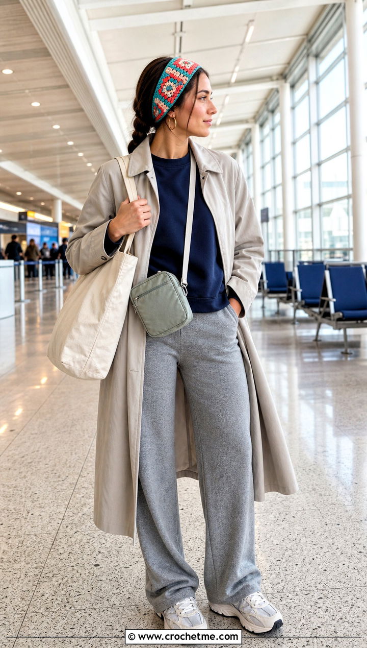 Reversible Granny Square Headband With Travel Outfit - 35 granny square headband outfit ideas