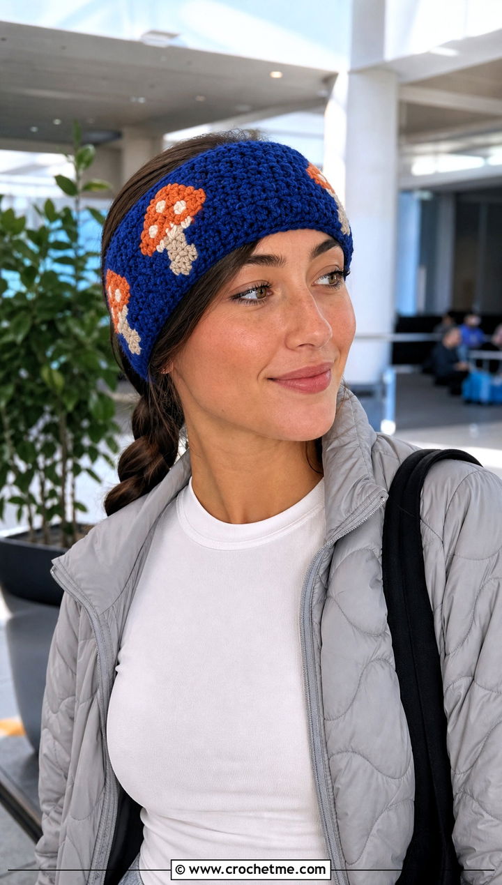 Reversible Mushroom Headband With Travel Layers - 25 mushroom crochet headband outfit ideas