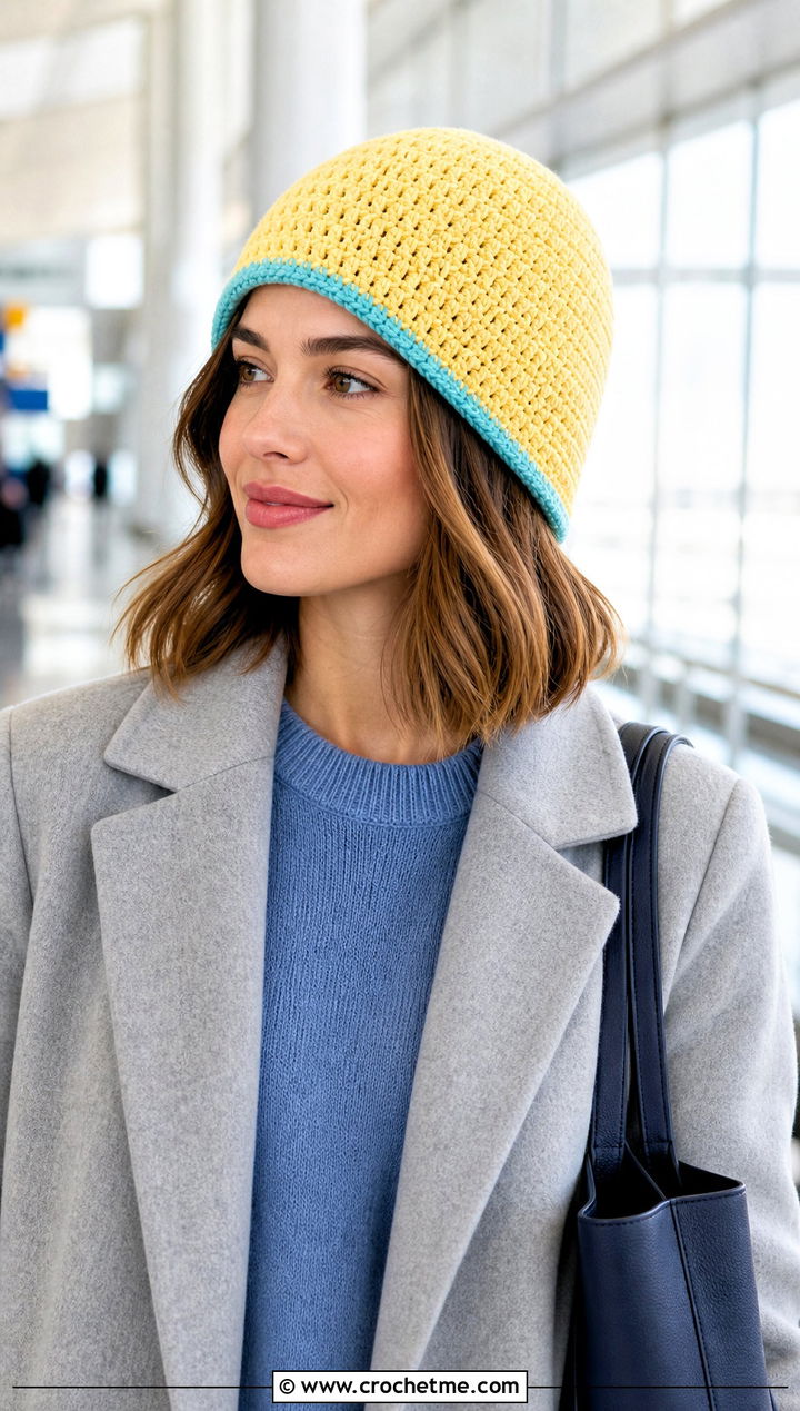 Reversible Short Row Crochet Hat With Matching Set - 25 short row crochet hat outfit ideas
