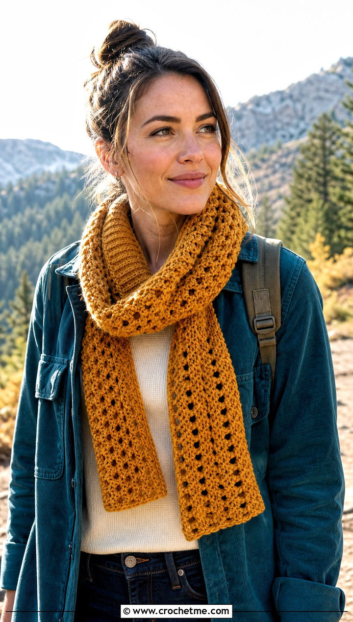 Rib Trim V Stitch Crochet Scarf With Shacket - 25 v stitch crochet scarf outfit ideas