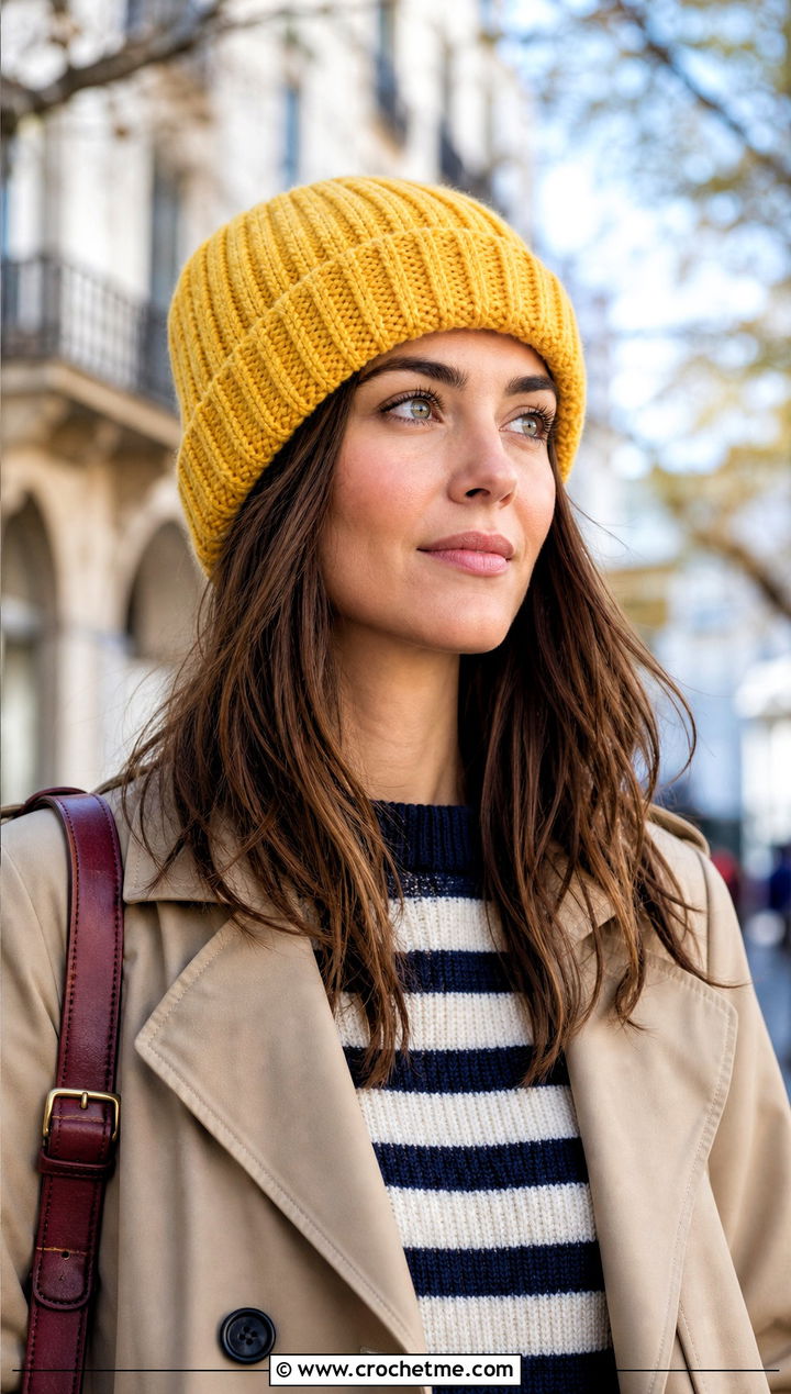 Ribbed Hour Crochet Hat With Trench Coat - 15 1.5 Hour Crochet Hat outfit ideas