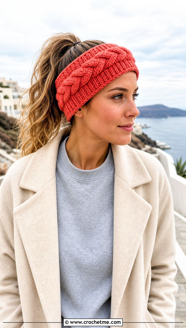 Ribbed Braid Crochet Headband With Matching Lounge Set - 25 crochet braid headband outfit ideas