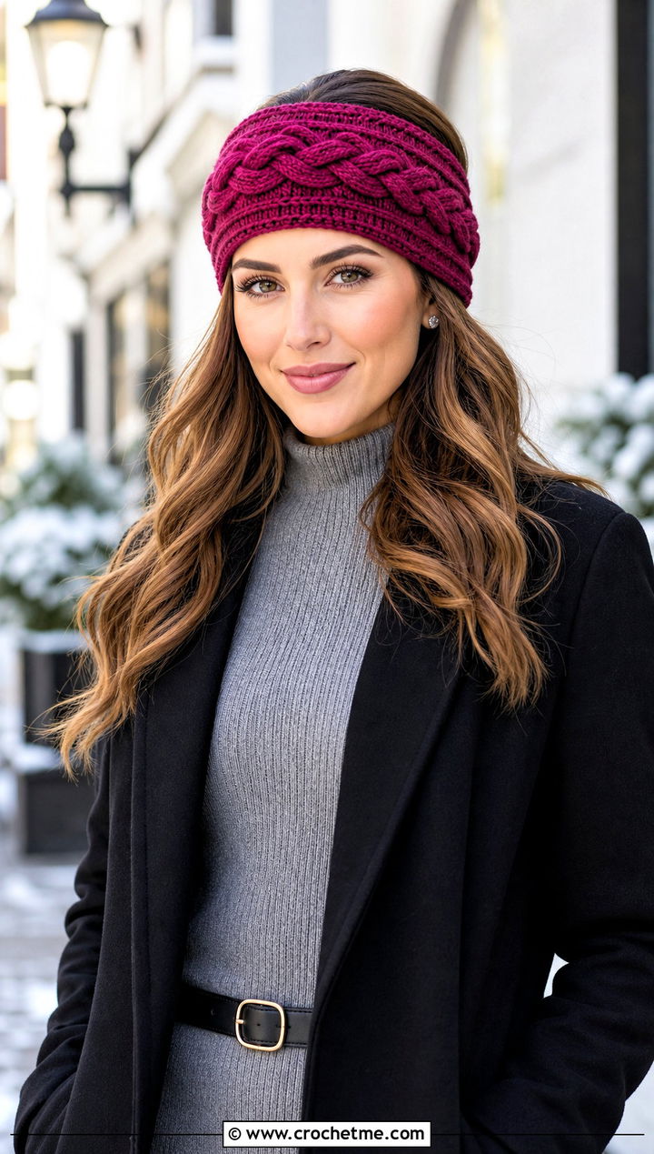 Ribbed Braided Crochet Headband With Sweater Dress And Knee High Boots - 20 Braided Crochet Headband outfit ideas