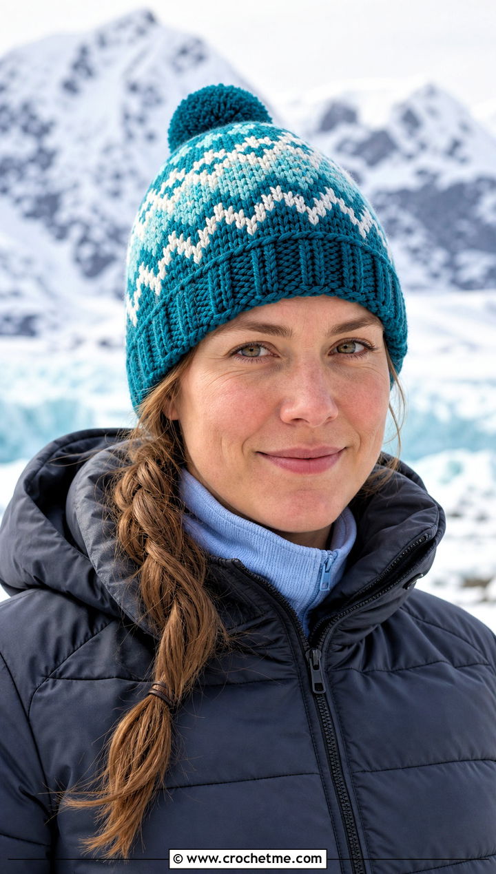 Ribbed Brim Crochet Fair Isle Toque With Parka - 25 Crochet Fair Isle Hat outfit ideas
