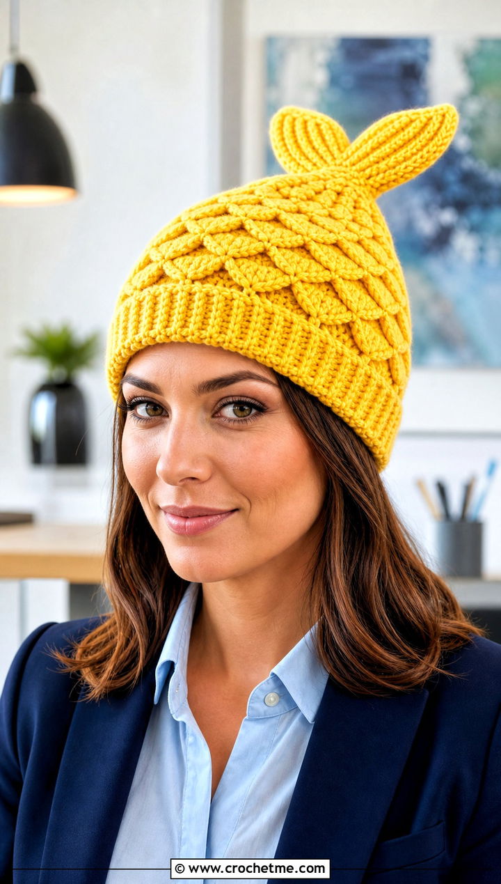 Ribbed Brim Mermaid Tail Crochet Hat With Workwear - 15 Mermaid Tail Crochet Hat outfit ideas