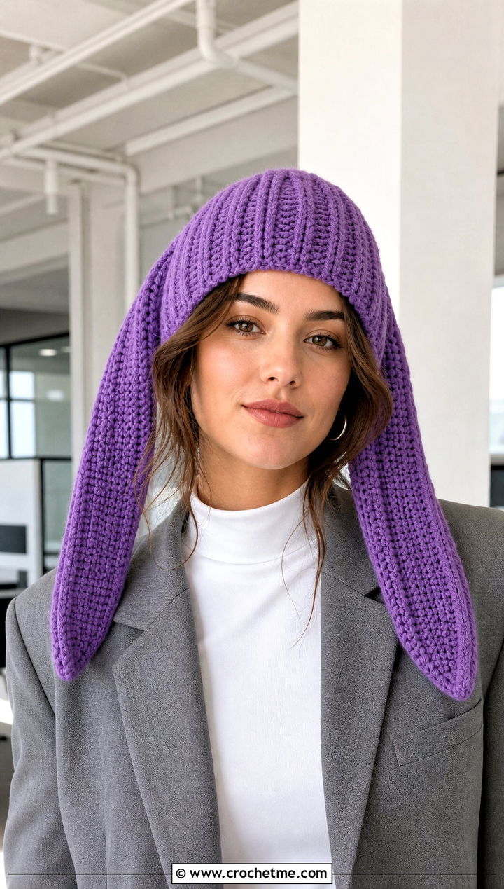 Ribbed Bunny Ear Sincerity Is Scary Crochet Hat With Blazer And Trousers - 15 Sincerity Is Scary Crochet Hat outfit ideas