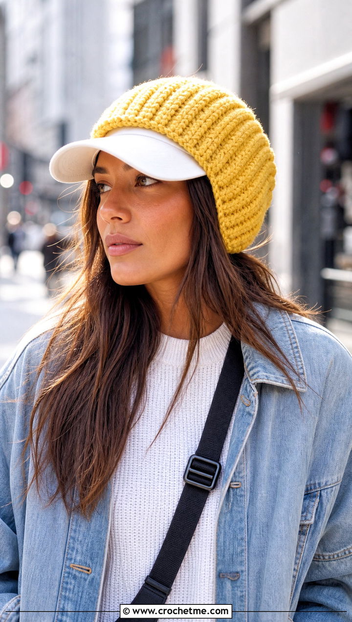 Ribbed Crochet Baseball Hat Ear Warmer With Denim Jacket - 25 Crochet Baseball Hat Ear Warmer outfit ideas
