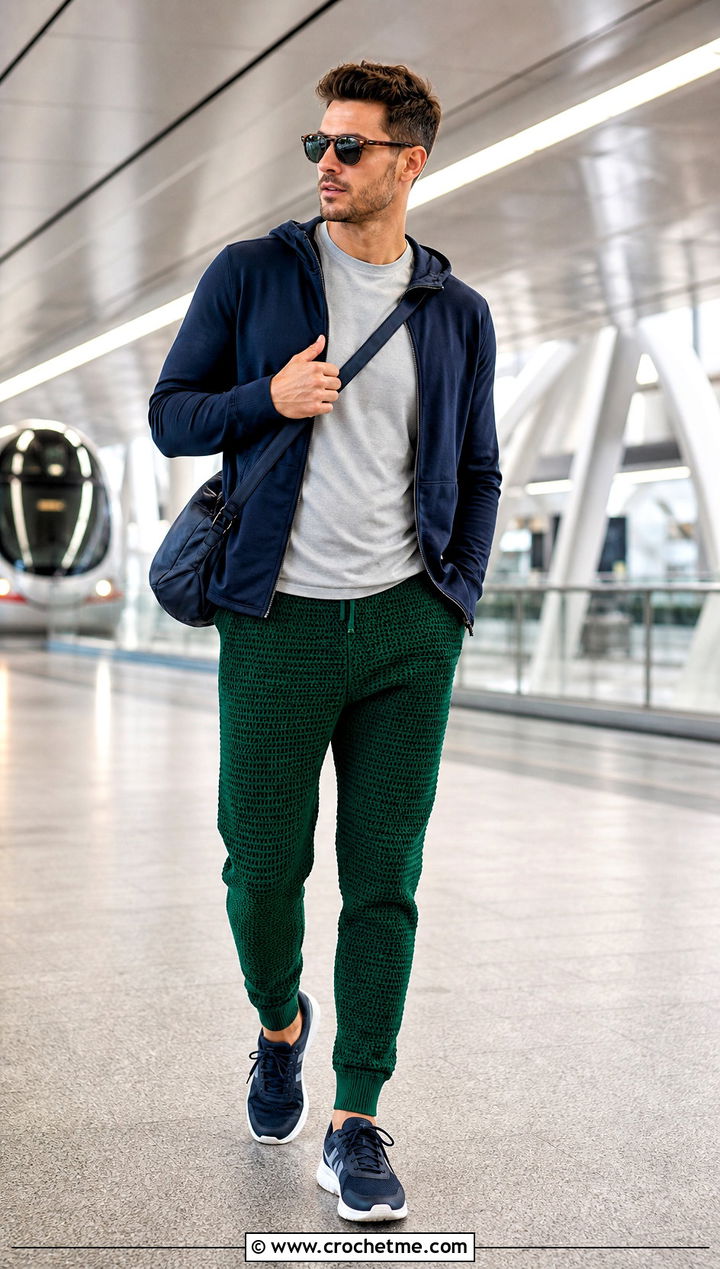 Ribbed Crochet Jogger Pants With Zip Hoodie - 30 mens crochet pants outfit ideas
