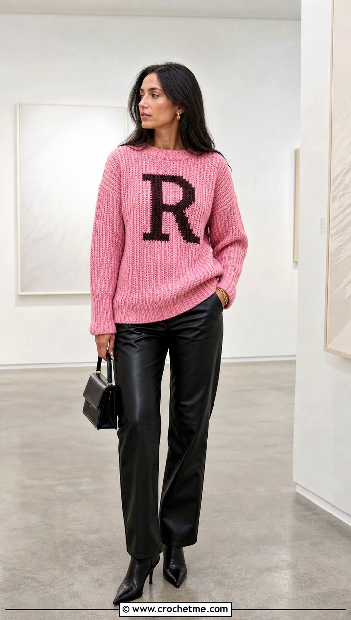 Ribbed Crochet Ron Weasley Sweater With Leather Pants - 25 Crochet Ron Weasley Sweater outfit ideas