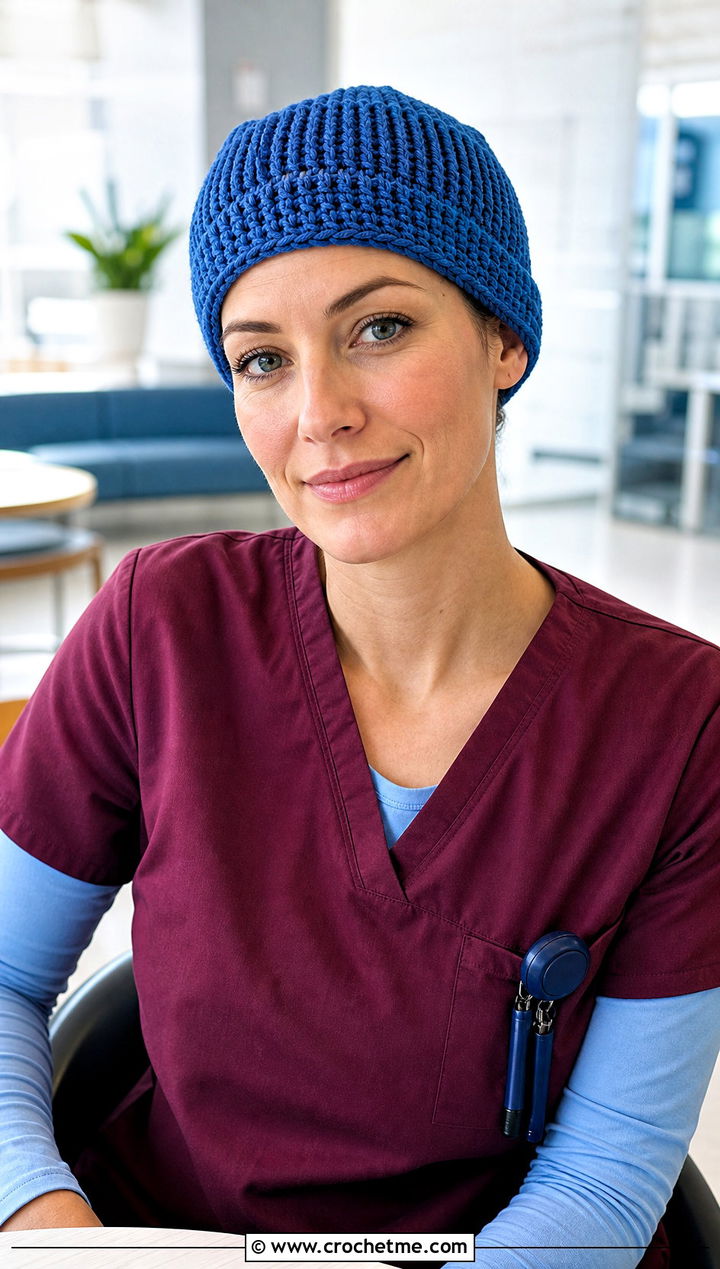 Ribbed Crochet Scrub Cap With Layered Underscrub - 20 Crochet Scrub Cap outfit ideas