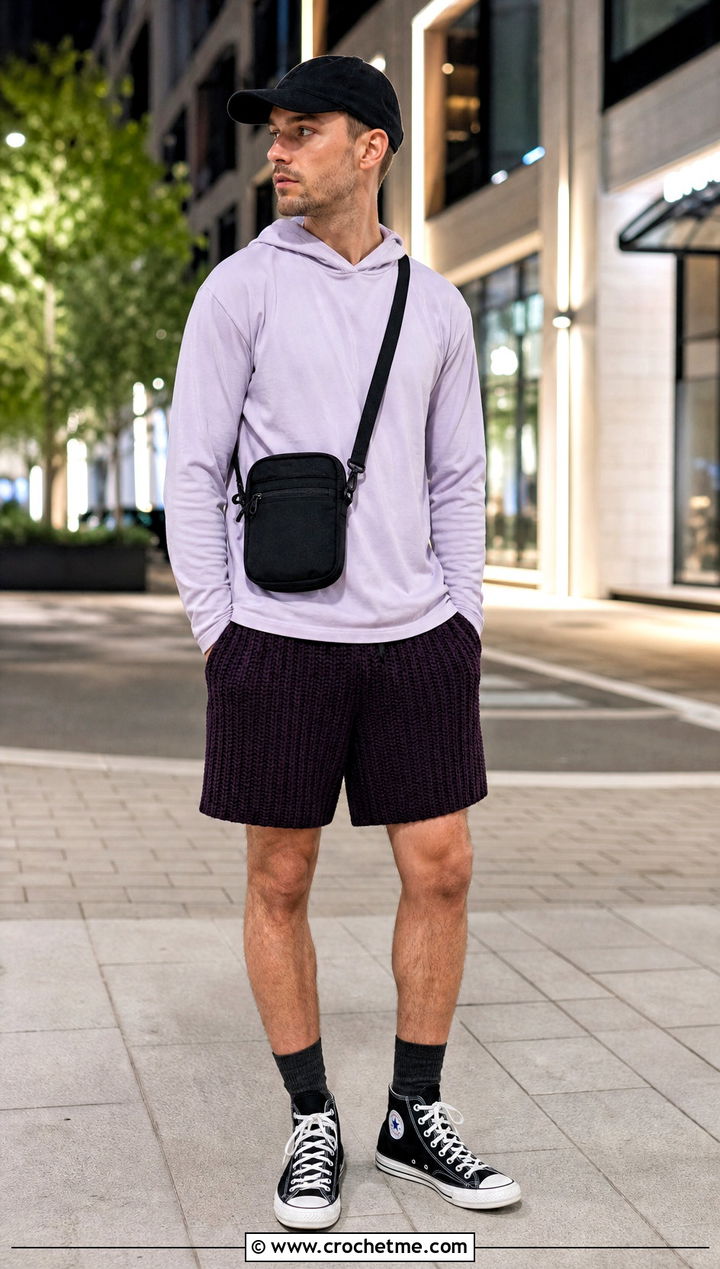Ribbed Crochet Shorts With Hoodie - 25 Crochet Shorts Mens outfit ideas
