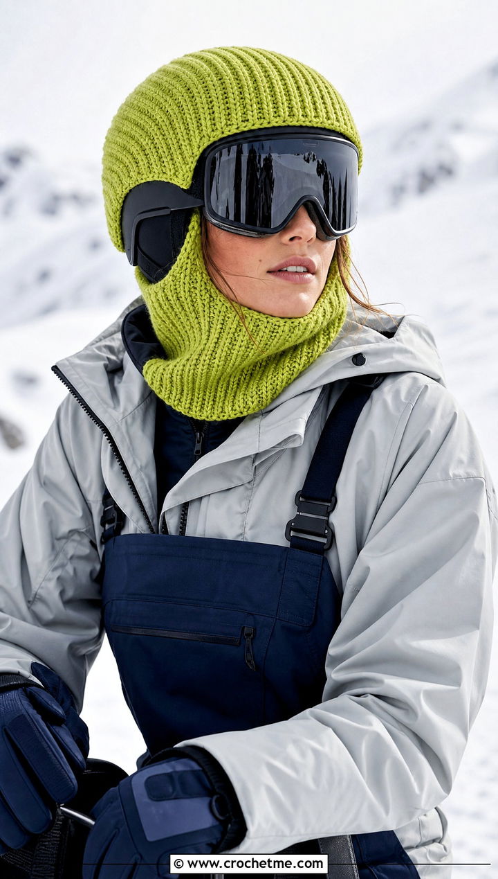 Ribbed Crochet Ski Helmet Balaclava With Anorak And Snow Bib - 15 crochet ski helmet balaclava outfit ideas