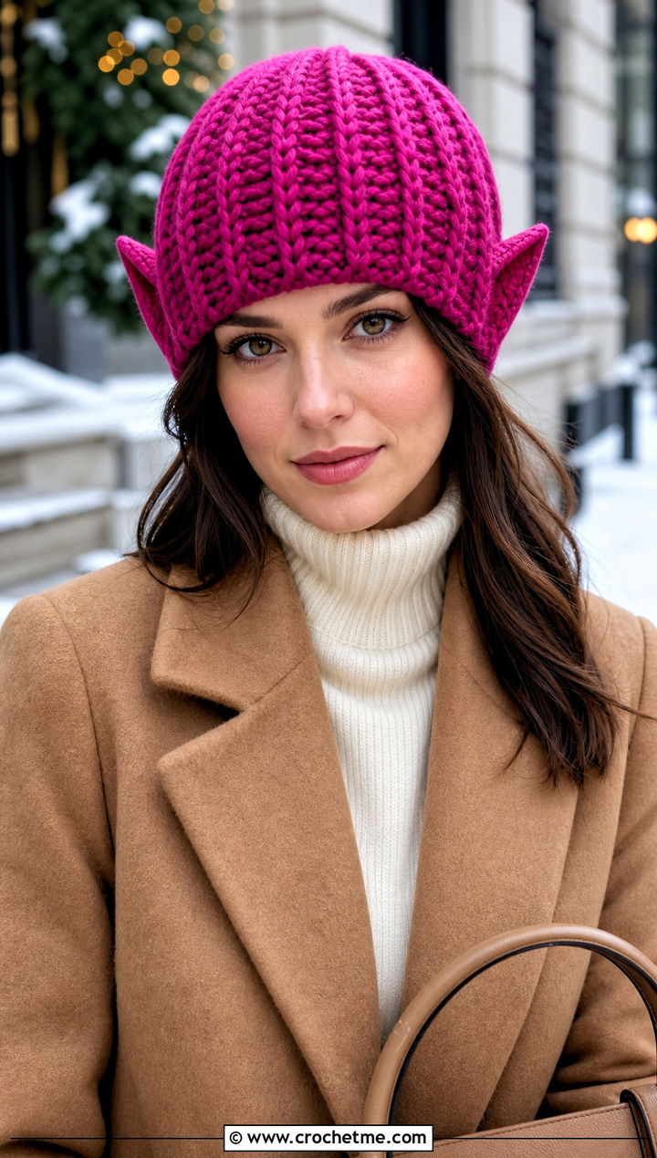 Ribbed Dobby Crochet Hat With Wool Coat And Tailored Pants - 25 dobby crochet hat outfit ideas