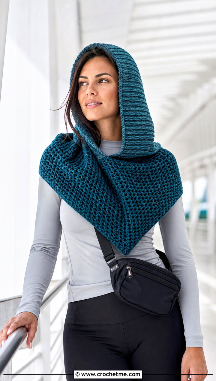 Ribbed Hood Hooded Triangle Crochet Shawl With Leggings - 25 Hooded Triangle Crochet Shawl outfit ideas