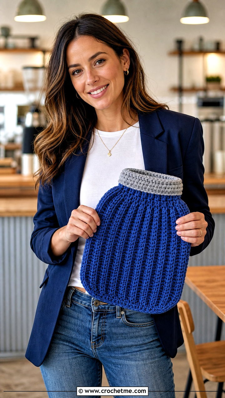 Ribbed Mason Jar Sweater With Jeans and Blazer - 20 Crochet Mason Jar Sweater outfit ideas