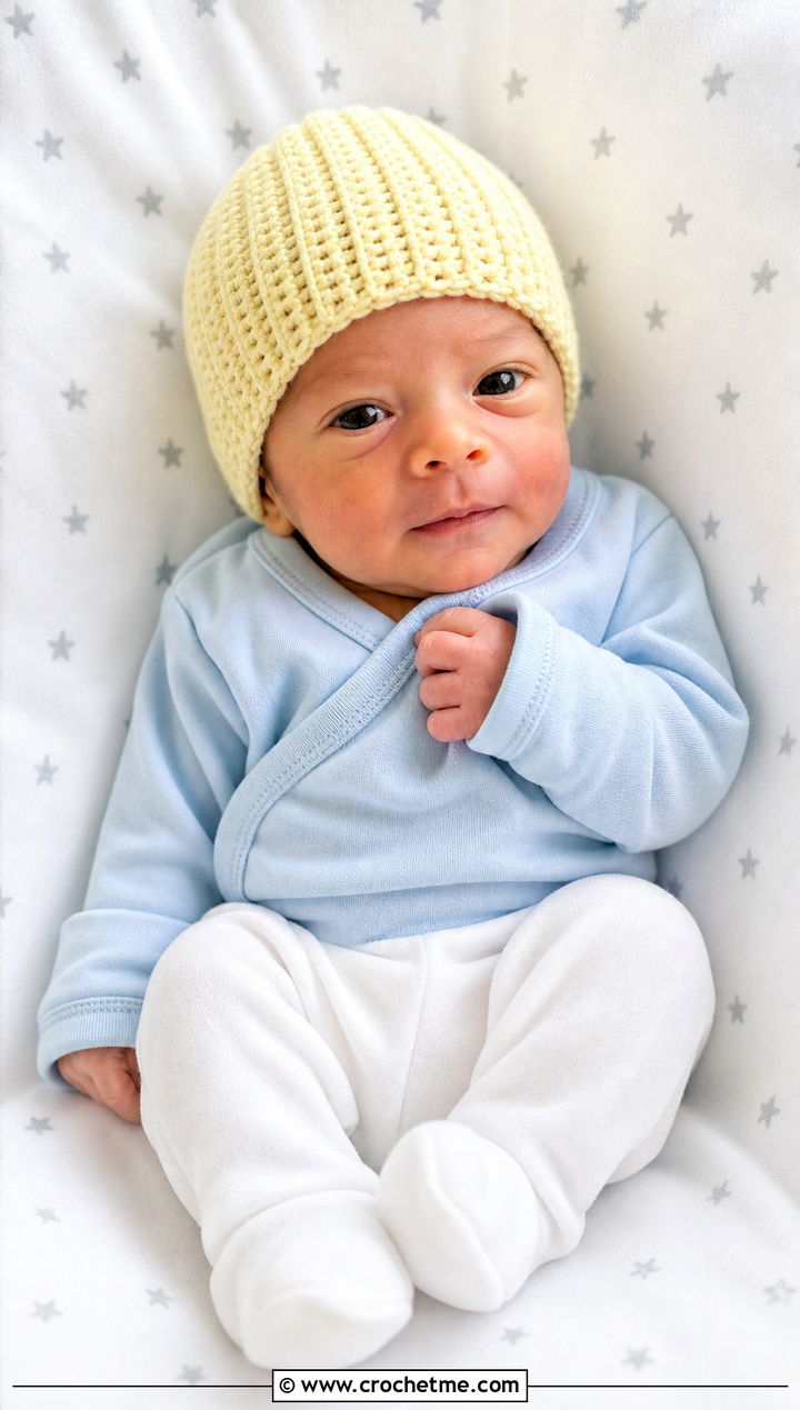 Ribbed Preemie Crochet Beanie With Wrap Bodysuit - 25 premie crochet hat outfit ideas