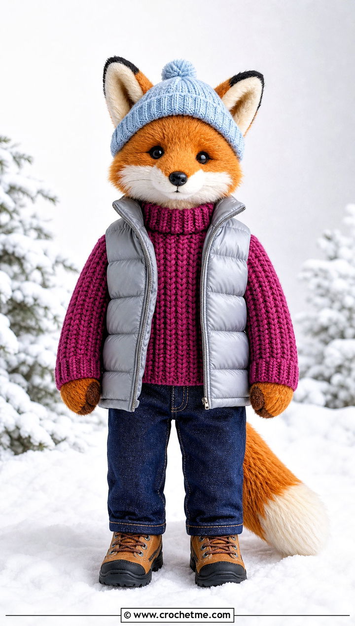 Ribbed Toy Sweater With Puffer Vest - 25 Crochet Sweater For Toy outfit ideas