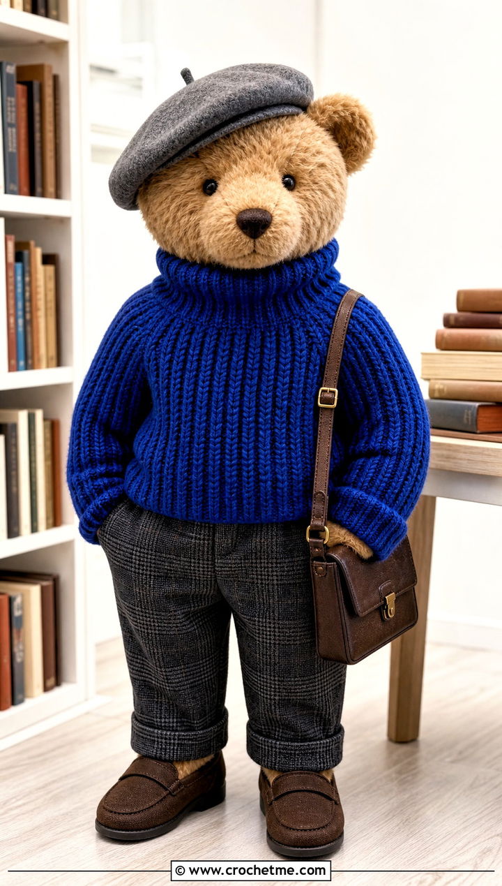 Ribbed Turtleneck Sweater With Plaid Trousers - 35 crochet jellycat clothes and outfit ideas