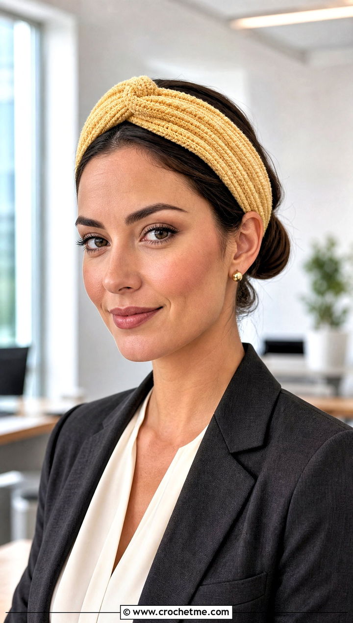 Ribbed Velvet Twist Crochet Headband With Blazer And Trousers - 20 Velvet Twist Crochet Headband outfit ideas