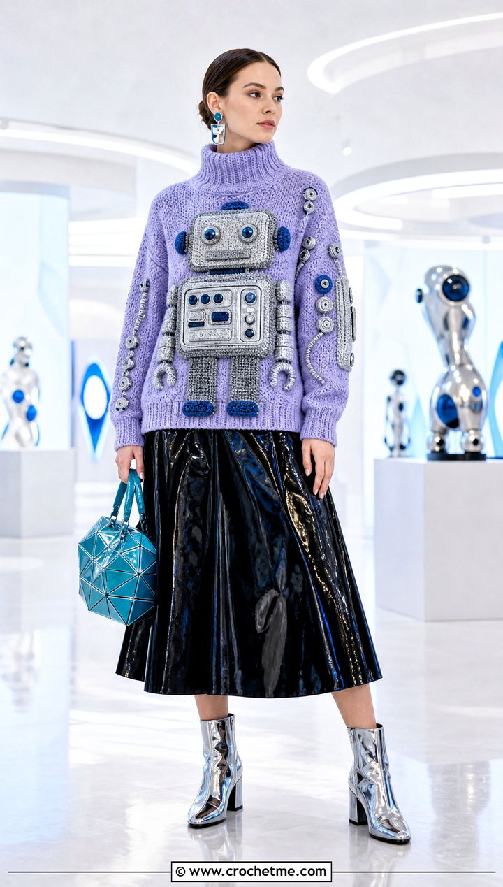 Robot Amigurumi Sweater With Vinyl Skirt - 30 amigurumi sweater outfit ideas