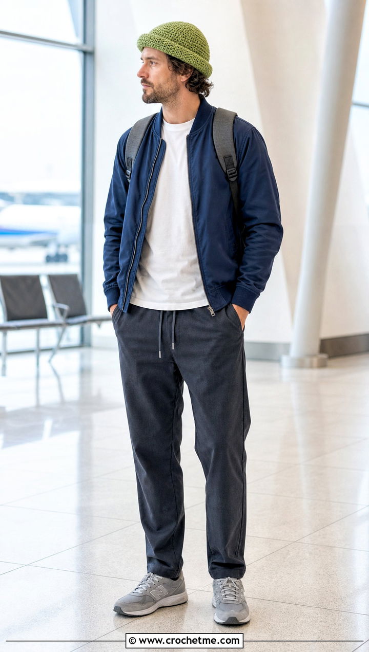 Roll Brim Crochet Hat With Travel Outfit - 35 crochet hats men outfit ideas