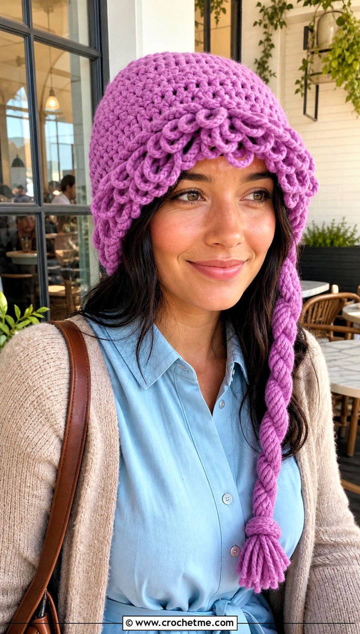 Rope Braid Cabbage Patch Crochet Hat With Shirt Dress - 25 Cabbage Patch Crochet Hat outfit ideas