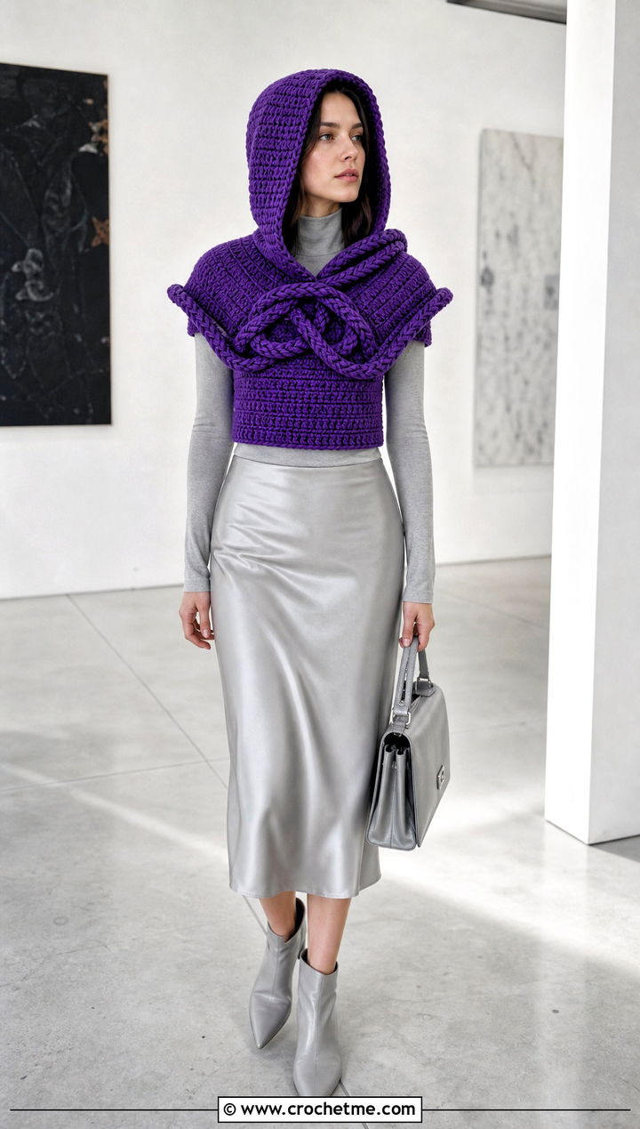 Rope Detail Katniss Crochet Hood With Satin Skirt - 15 katniss crochet hat outfit ideas