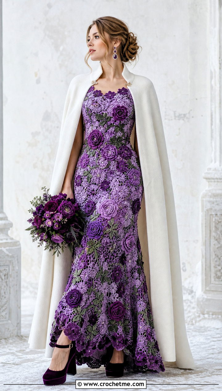 Rose Motif Irish Crochet Wedding Dress With Velvet Shoes - 30 Irish Crochet Wedding Dress outfit ideas