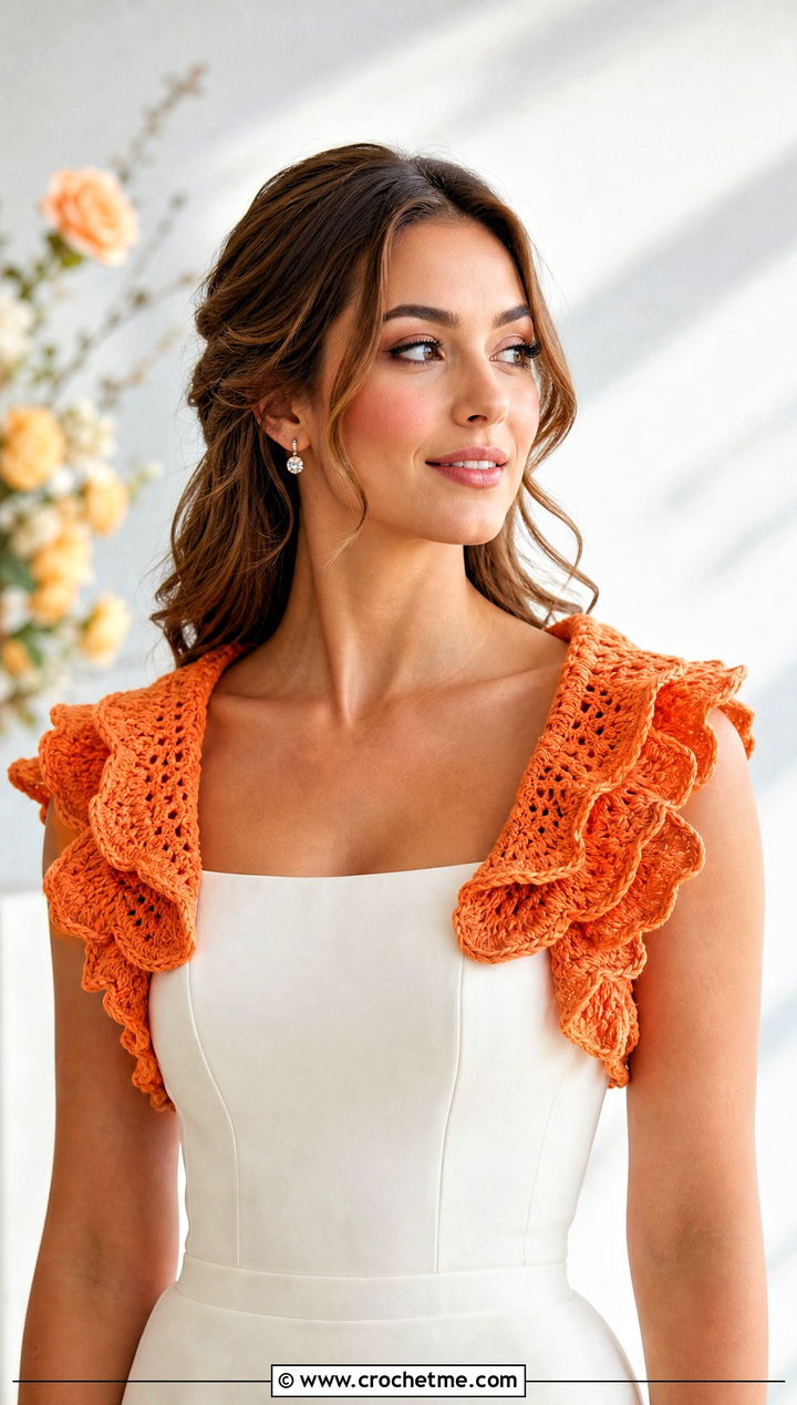 Ruffle Crochet Collar With Square Neck Wedding Dress - 15 Crochet Collar For Wedding Dress outfit ideas