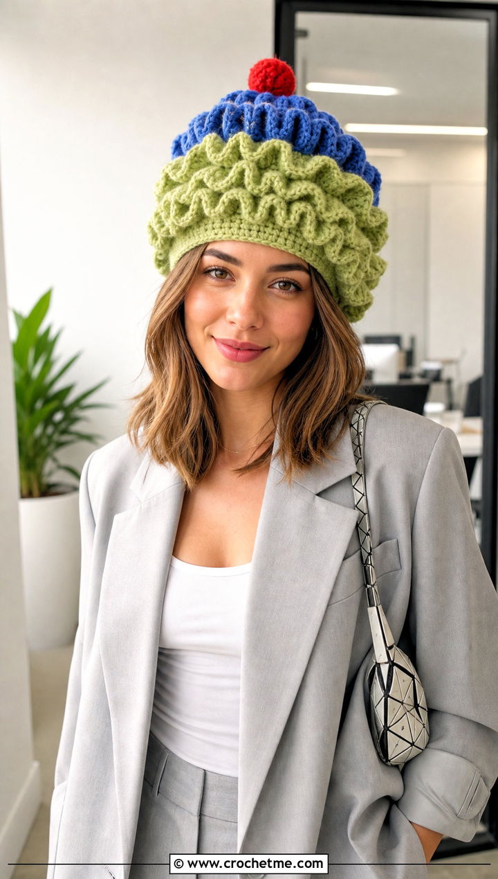 Ruffle Frosting Crochet Cupcake Hat With Matching Suit - 30 crochet cupcake hat outfit ideas