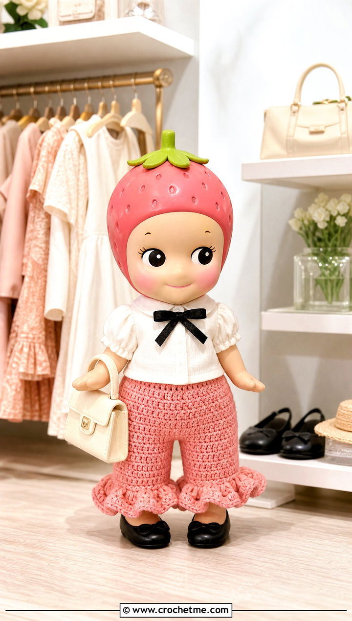 Ruffle Hem Crochet Sonny Angel Pants With Bow Blouse - 20 Crochet Sonny Angel Pants outfit ideas