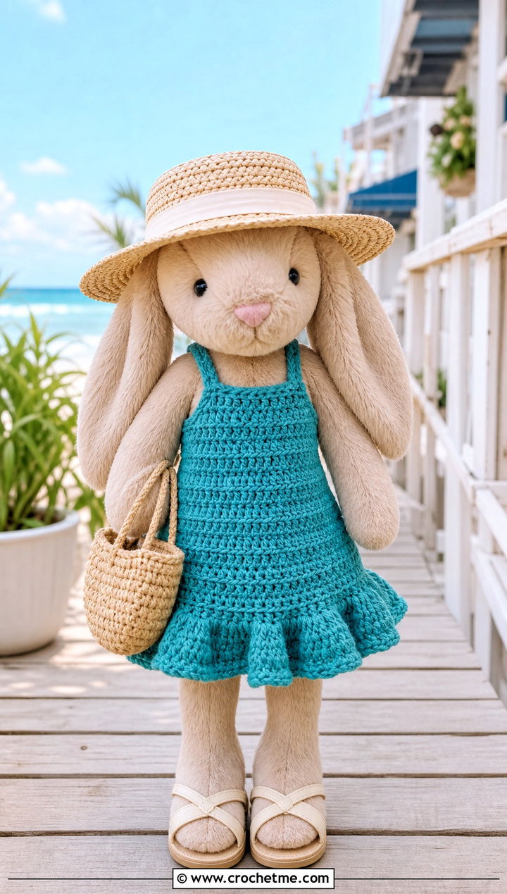 Ruffle Hem Crochet Sundress With Straw Hat - 35 crochet jellycat clothes and outfit ideas