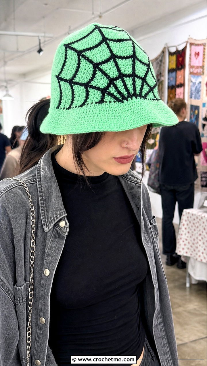 Rui Spiderweb Crochet Bucket Hat With Gothic Casual Outfit - 25 Demon Slayer Crochet Hat outfit ideas