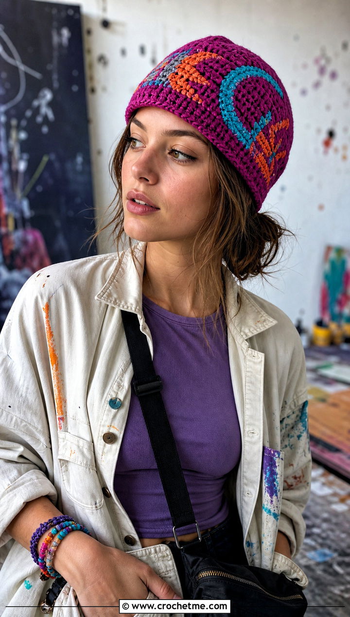Sabine Wren Crochet Cap With Painter Jacket - 30 crochet star wars hat outfit ideas