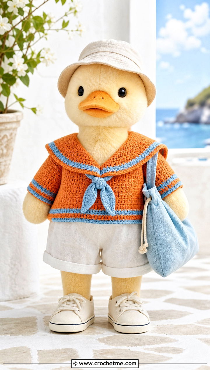 Sailor Collar Toy Sweater With Linen Shorts - 25 Crochet Sweater For Toy outfit ideas