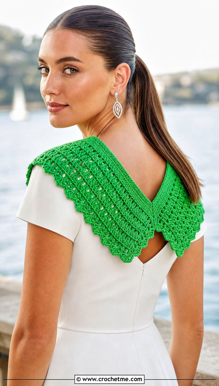 Sailor Crochet Collar With Minimalist Midi Wedding Dress - 15 crochet collar for wedding dress diy outfit ideas