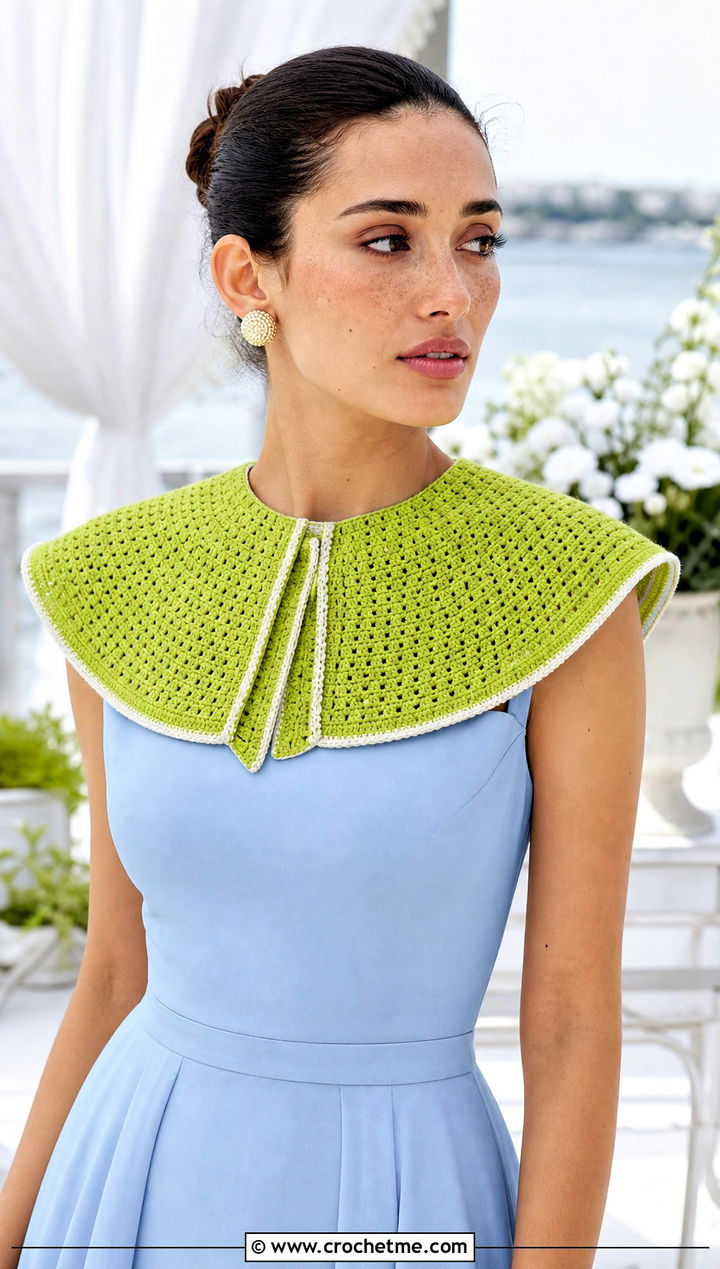 Sailor Crochet Collar With Tea Length Dress - 15 Crochet Collar For Wedding outfit ideas