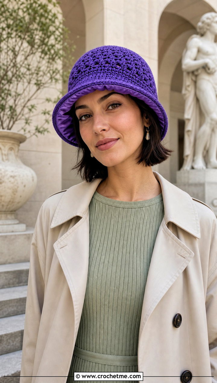 Satin Lined Crochet Cloche Hat With Midi Dress - 15 satin lined crochet hat outfit ideas