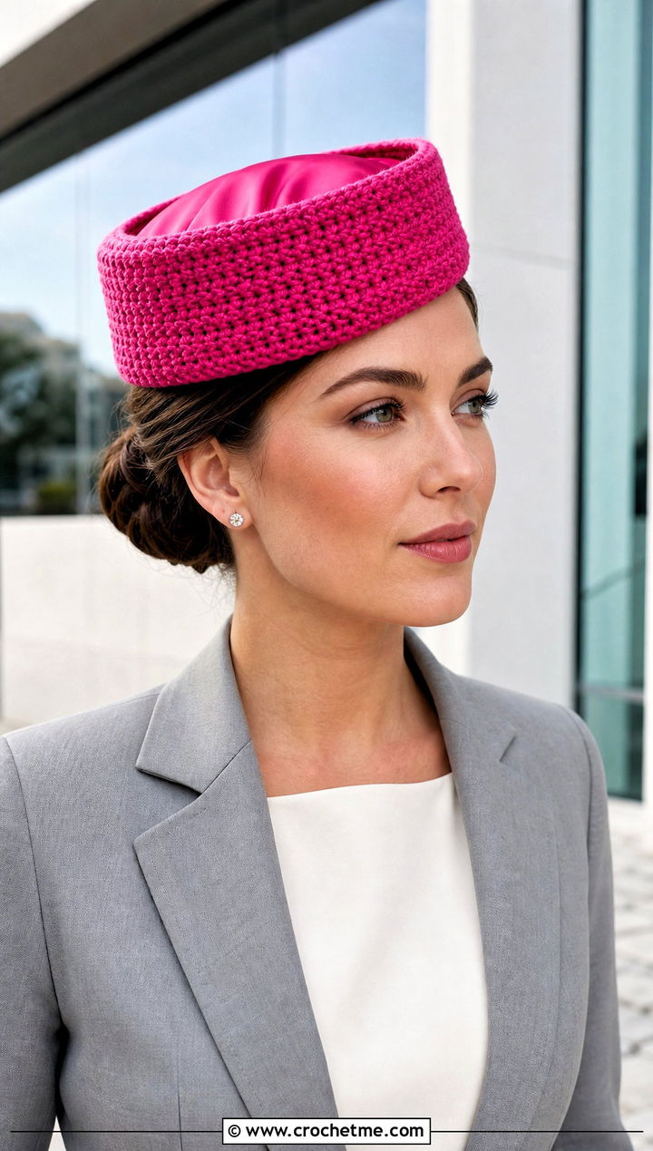 Satin Lined Crochet Pillbox Hat With Skirt Suit - 15 satin lined crochet hat outfit ideas
