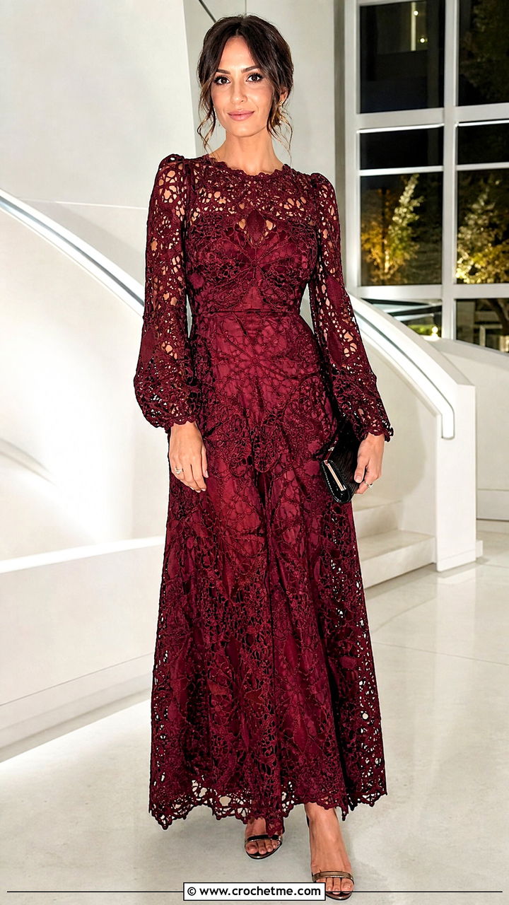 Satin Lined Crochet Princess Dress With Evening Heels - 35 crochet princess dress outfit ideas
