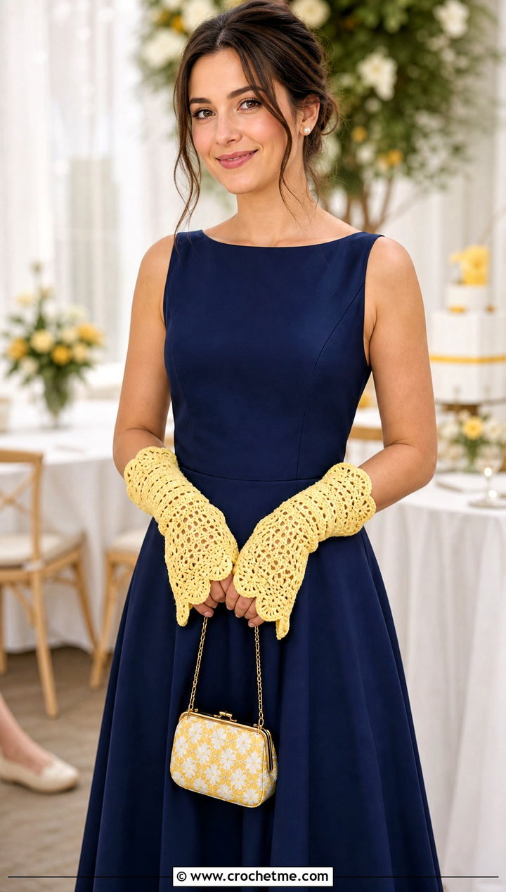 Scalloped Crochet Arm Warmers With Midi Dress - 25 Crochet Arm Warmers Aesthetic outfit ideas