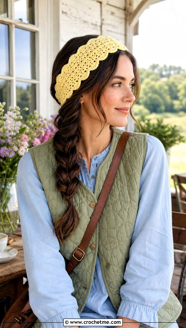 Scalloped Crochet Ear Warmer With Cottage Outfit - 25 Quick Crochet Ear Warmer outfit ideas