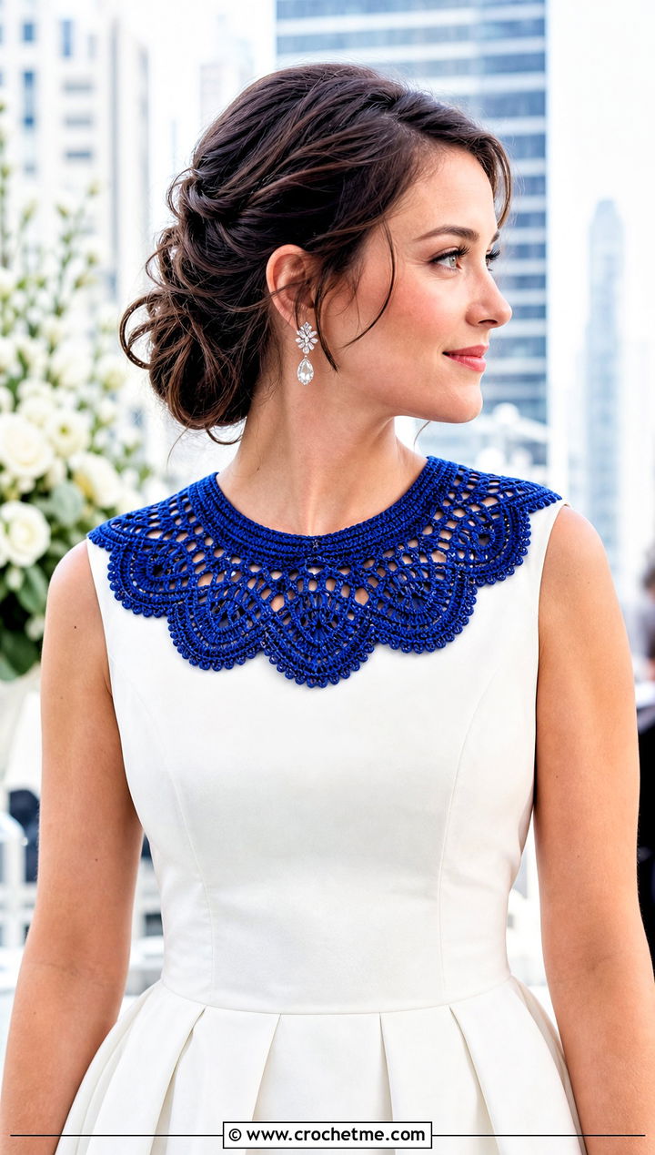 Scalloped Crochet Lace Collar With Tea Length Wedding Dress - 15 crochet collar for wedding dress diy outfit ideas