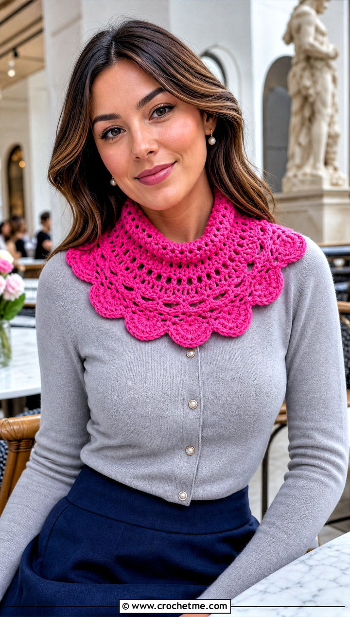 Scalloped Crochet Scarf With Cardigan And Midi Skirt - 30 wanderlust crochet scarf outfit ideas