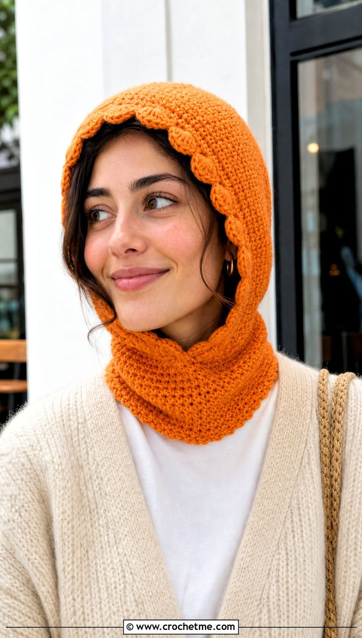 Scalloped Edge Crochet Balaclava With Cardigan And Jeans - 25 easy crochet balaclava outfit ideas