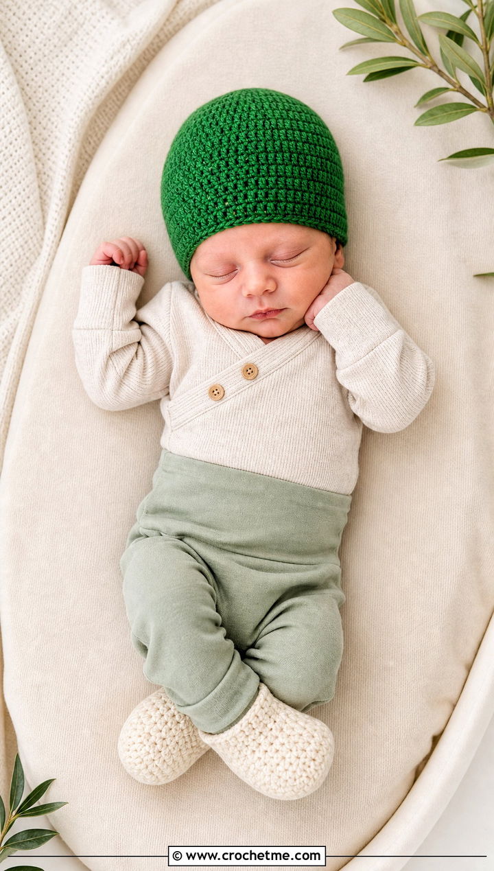 Seamless Top Down Crochet Beanie With Henley Set - 25 premie crochet beanie outfit ideas