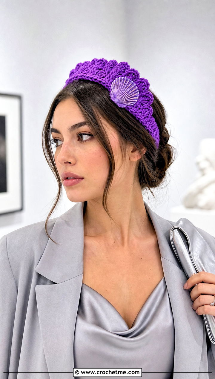 Seashell Crochet Mermaid Headband With Satin Slip Dress - 20 Crochet Mermaid Headband outfit ideas