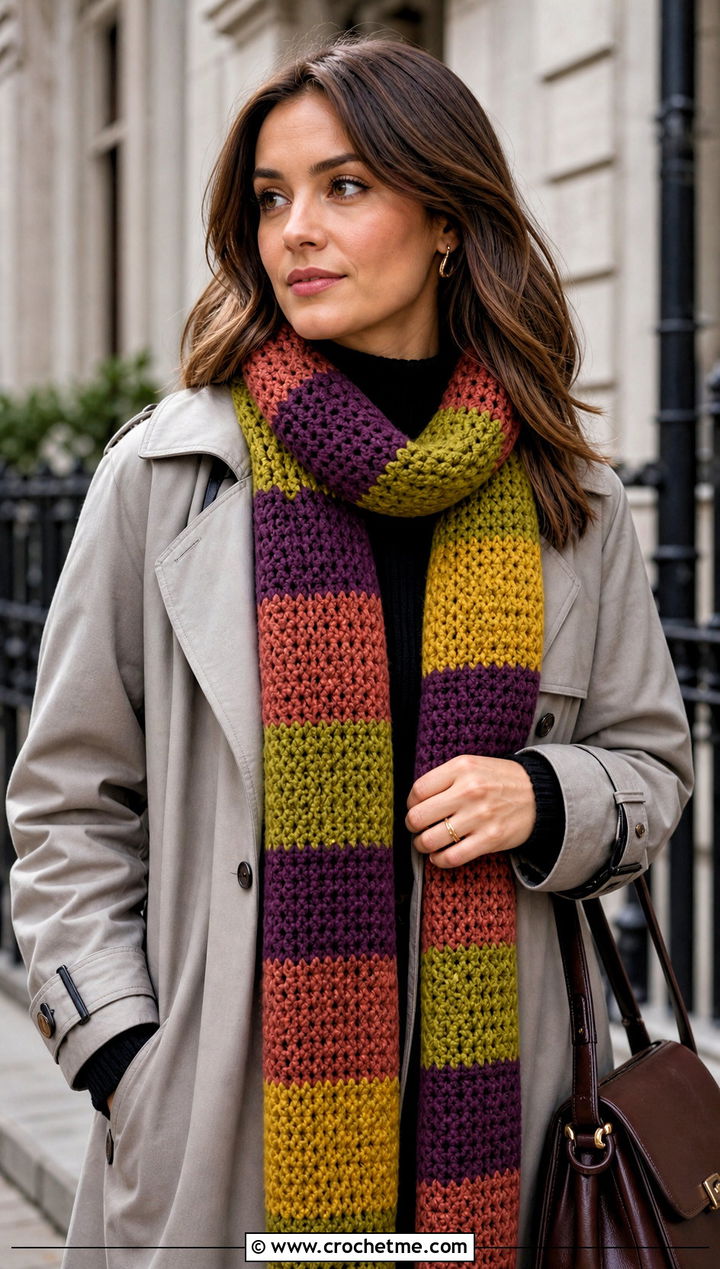 Season Doctor Who Crochet Scarf With Trench Coat - 25 Doctor Who Crochet Scarf outfit ideas
