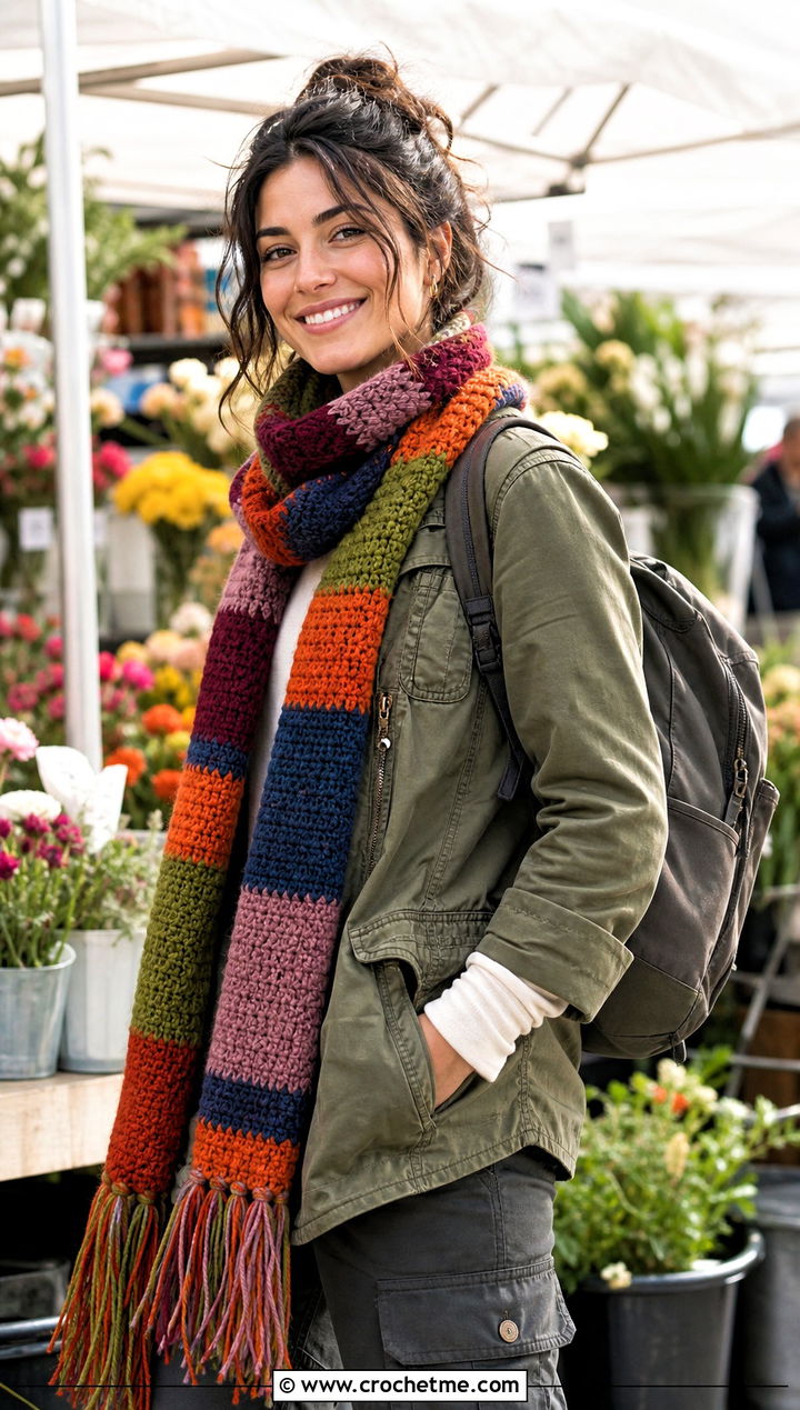 Season Stunt Tom Baker Scarf With Utility Jacket - 15 crochet tom baker scarf outfit ideas