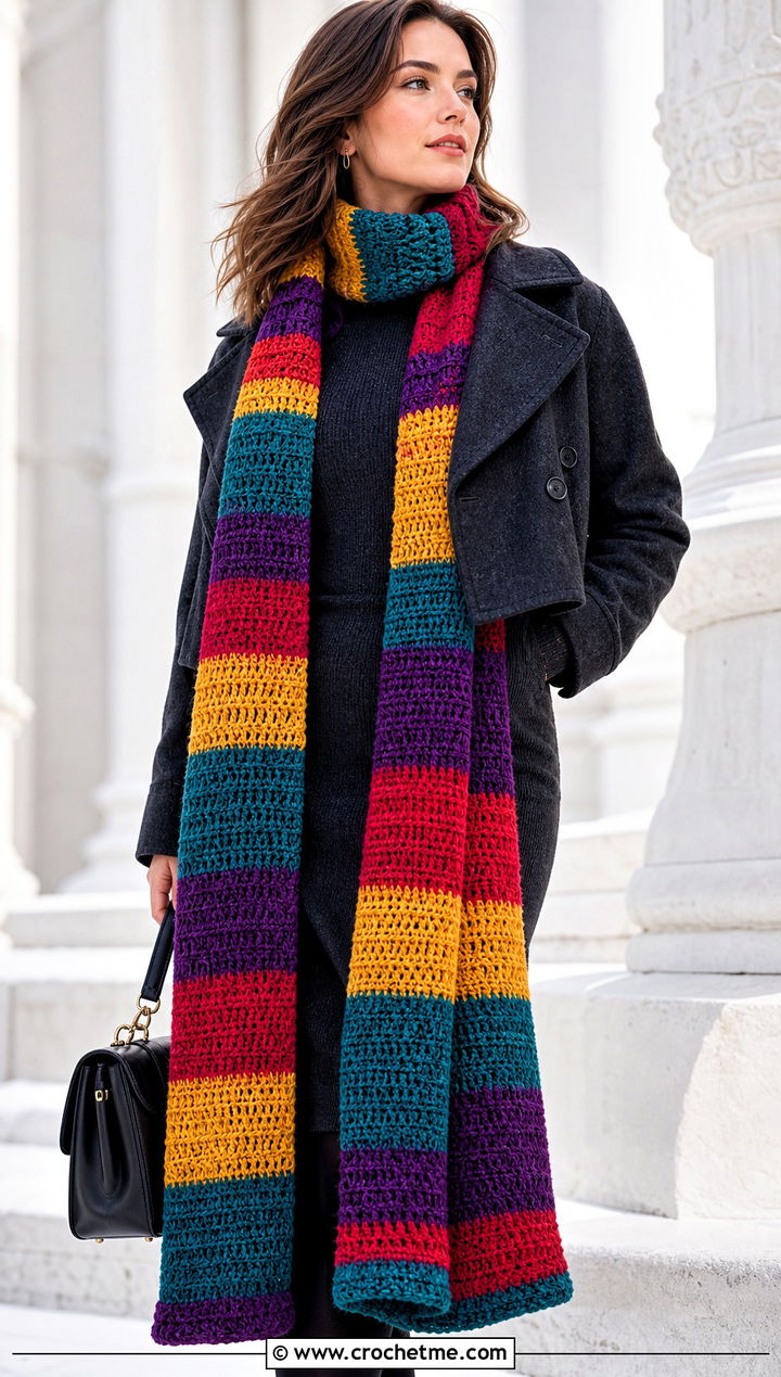 Season Extra Long Doctor Who Crochet Scarf With Sweater Dress - 25 Doctor Who Crochet Scarf outfit ideas